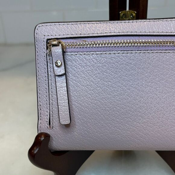 Kate Spade Wallet Leather Cross Grain Lavender Bifold Compact - Picture 5 of 15